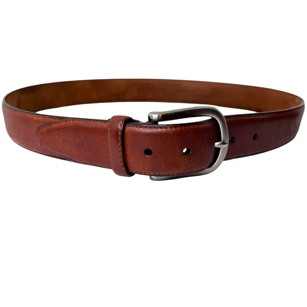 Cole Haan Leather Belt Brown with Silver Buckle Classic Americana Men's 36
